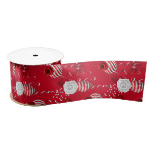 En Satin Bonbon de Noël au poivre   Ruban floral d'ornement