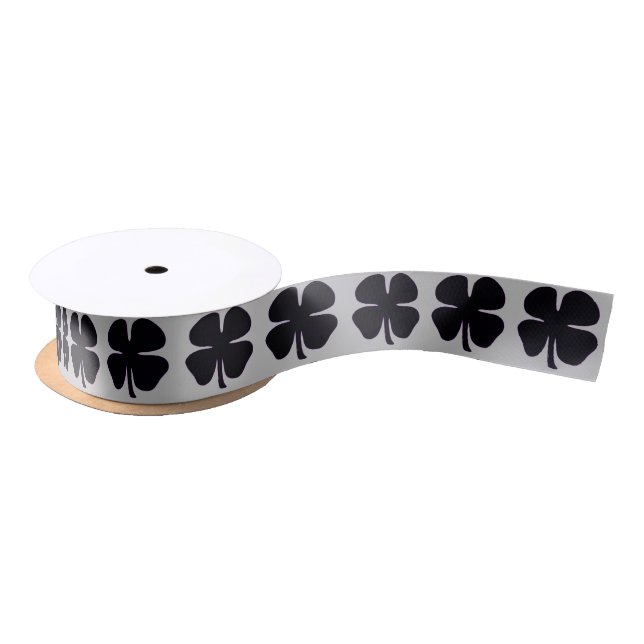 En Satin Boule de ruban gris de Clover noir (Bobine)