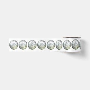 En Satin Boules d'argent sur ruban blanc
