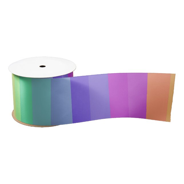 En Satin Bright Pastel Rainbow Stripe Ruban (Bobine)