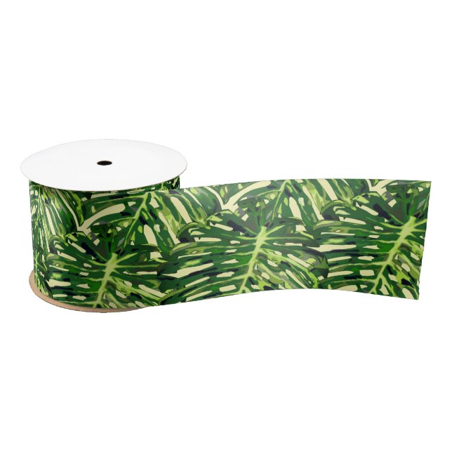 En Satin Cadeau de ruban Feuille tropical (Bobine)