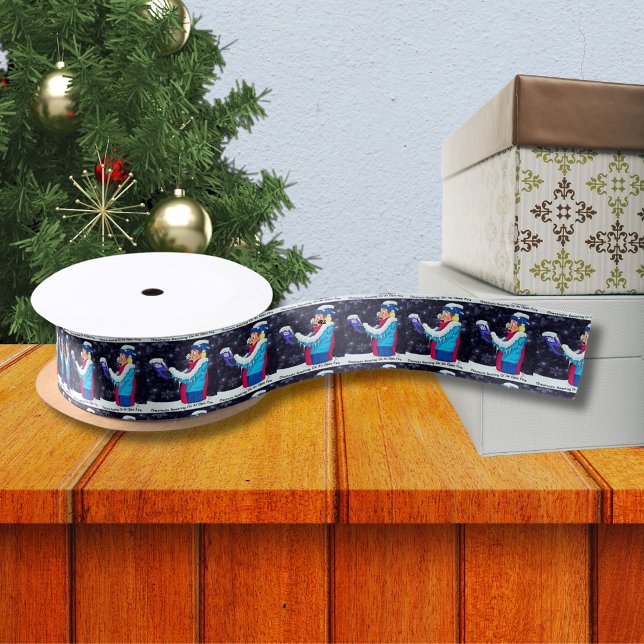 En Satin Caroleur de Noël froid ruban satiné large 1,5 po (Cold Christmas Caroler 1.5" Wide Satin Ribbon)