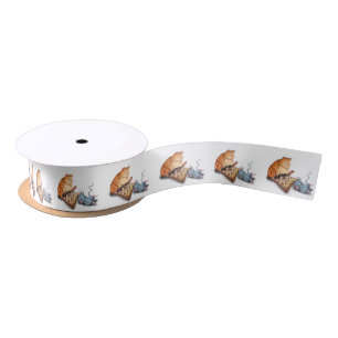 En Satin Chat et souris Jouer aux échecs amusant ruban sati