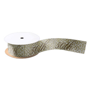 En Satin Cinquantième ruban d'or d'anniversaire pour le