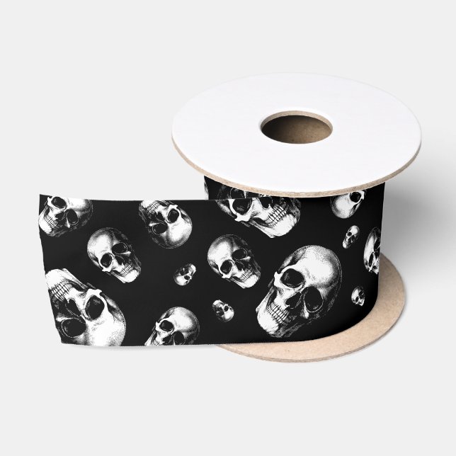 En Satin Crâne gothique Halloween Mariage crâne ruban (Bobine)