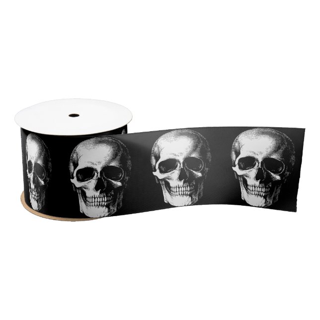 En Satin Crâne gothique Halloween Mariage crâne ruban (Bobine)