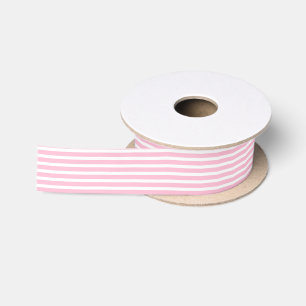 En Satin Doucement rose et blanc barre le ruban