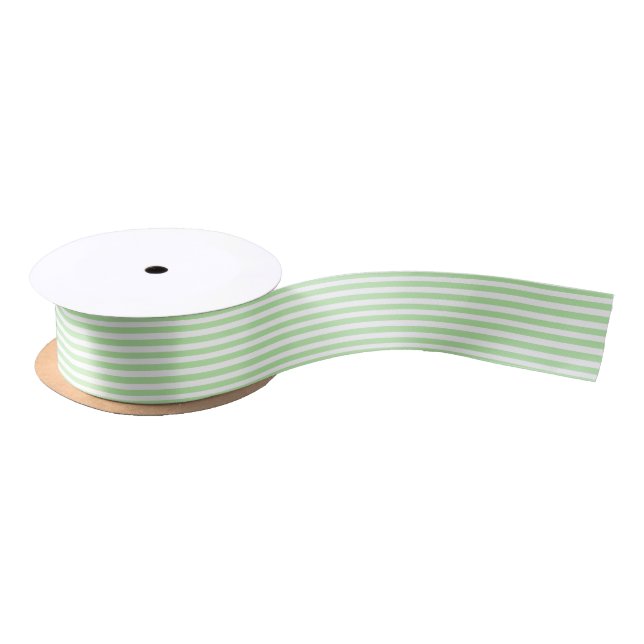En Satin Doucement vert et blanc barre le ruban (Bobine)