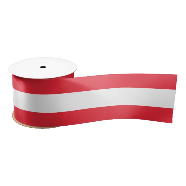 En Satin Drapeau autrichien (Autriche) Ruban satiné (Bobine)