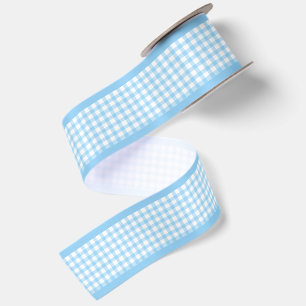 En Satin Élégant ruban gingham bleu français Cottagecore C