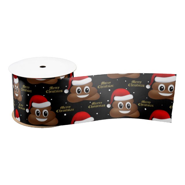 En Satin emoji poo de noël avec ruban casque santa (Bobine)