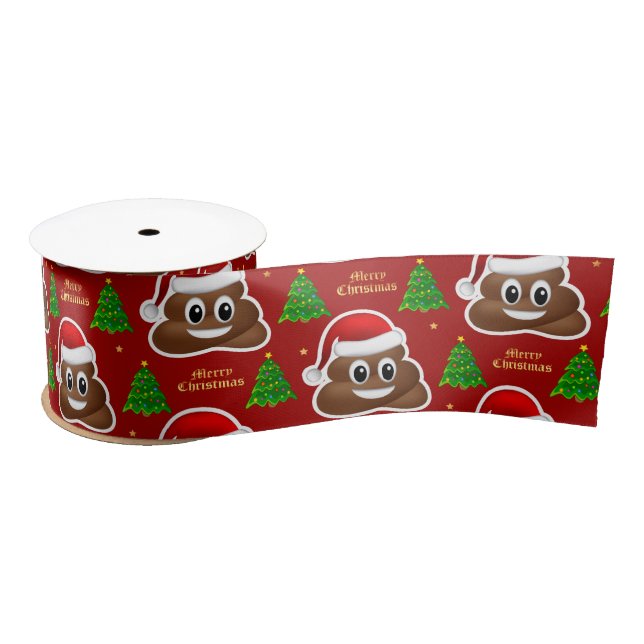 En Satin emoji poo de noël avec ruban casque santa (Bobine)
