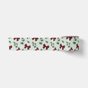 En Satin Feuillage d'hiver Ruban Rouge Élégant