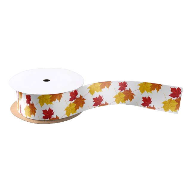 En Satin Feuilles de ruban satiné-automne (Bobine)