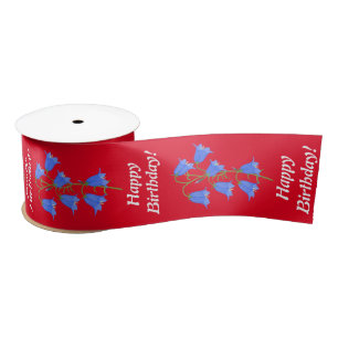 En Satin Fleurs de Jacinthe Ruban Rouge