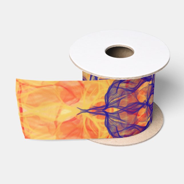 En Satin FUMÉE ORANGE - Art Fractal - Ruban satiné (Bobine)