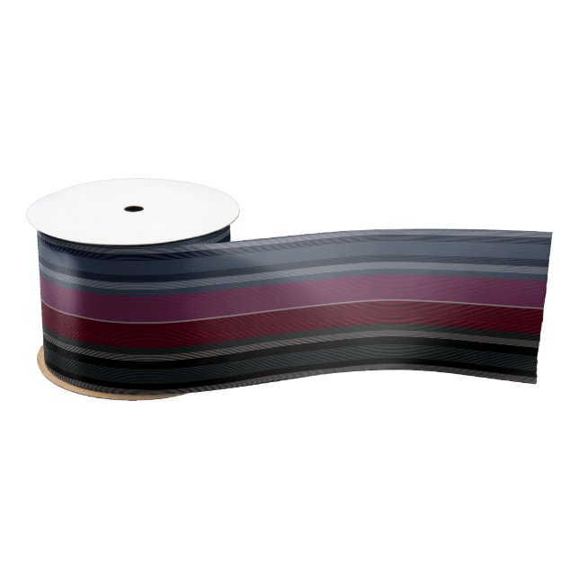 En Satin HAMbyWG - Ruban cadeau - Maroon avec gris, blues,  (Bobine)