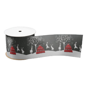 En Satin Hiver Bunny Hoppy Vacances Noël Ruban