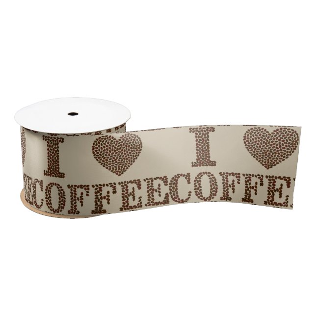 En Satin J'adore le ruban café (Bobine)