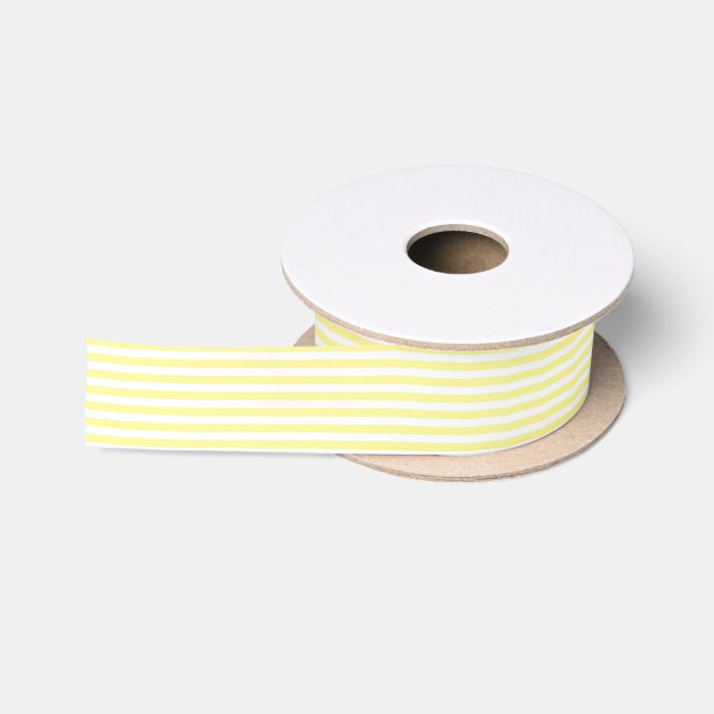 En Satin Jaune pâle et blanc barre le ruban (Bobine)