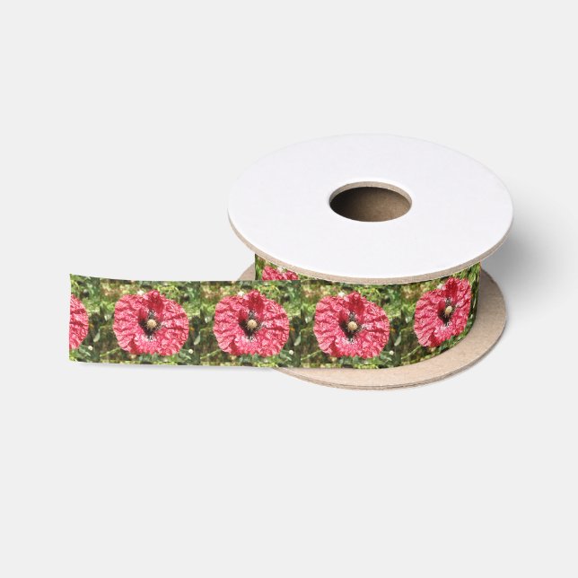 En Satin Joli ruban de la fleur de pavot rouge (Bobine)