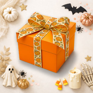 En Satin Joli ruban vintage Halloween de citrouille artisan