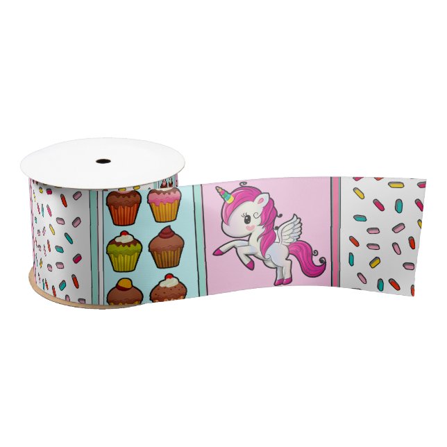 En Satin Jolie licorne rose et arrose le ruban d'anniversai (Bobine)