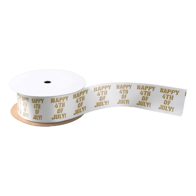 En Satin Joyeuse bobine de ruban blanc 4 juillet (Bobine)