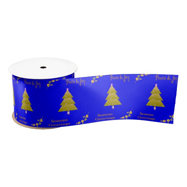 En Satin Joyeuses Fêtes, Joy Joyeux Noël Bleu Ruban (Bobine)