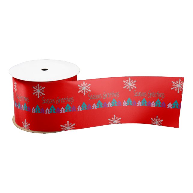 En Satin Joyeuses Fêtes, Joy Joyeux Noël Ruban Rouge (Bobine)