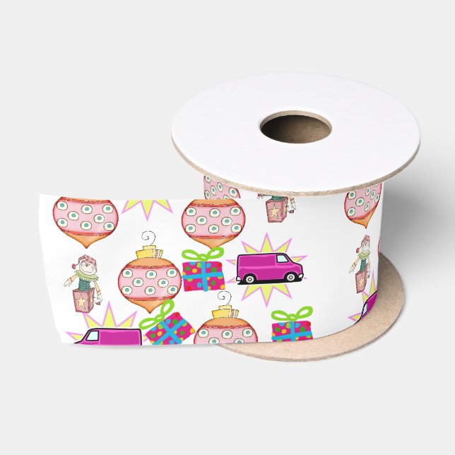 En Satin Joyeuses Fêtes, Pink Joyeux ruban de Noël (Bobine)