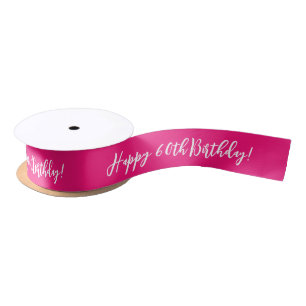 En Satin Joyeux 60e anniversaire personnalisé ruban cadeau