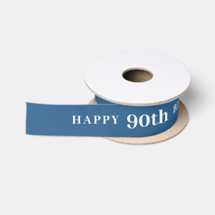 En Satin Joyeux 90e anniversaire acier ruban bleu