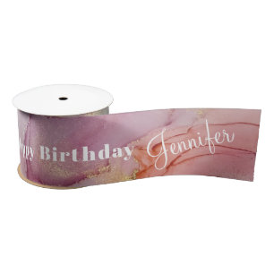 En Satin Joyeux anniversaire nommé Pastel Abstrait ruban sa