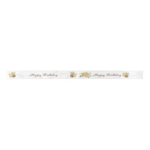 En Satin Joyeux Anniversaire Ruban Floral Bumble Bee