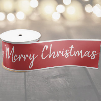 En Satin Joyeux Noël Rouge Blanc Ruban | Personnalisez