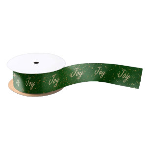 En Satin Joyeux vert et or Étalage de Noël Ruban