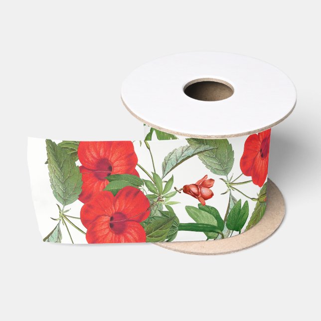 En Satin La ketmie rouge tropicale fleurit le ruban (Bobine)