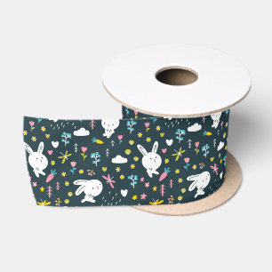 En Satin Lapins ruban floral de printemps