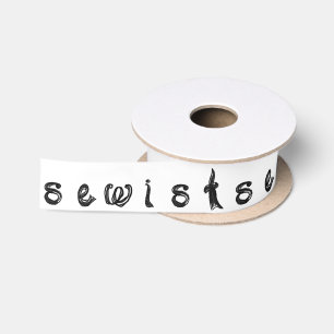 En Satin lettres de tissu de sewing ruban de police noir et