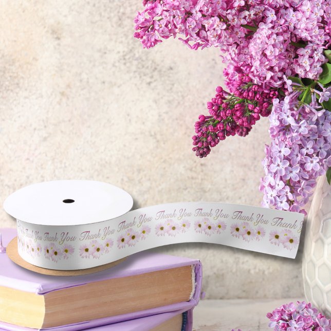 En Satin Merci Rose Daises Ruban (Créateur téléchargé)