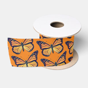 En Satin Monarch Butterfly Art sur le ruban orange