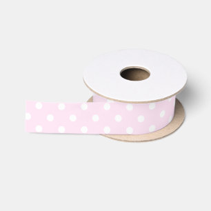 En Satin Motif à pois blancs sur ruban de cadeau rose paste