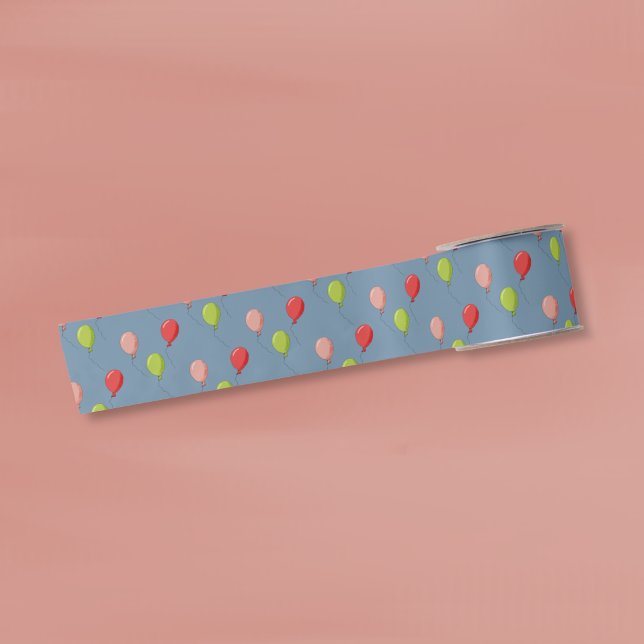 En Satin Motif de ballon Ruban Bleu (Balloon pattern blue ribbon )