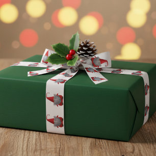En Satin Motif de lutin de Noël mignon Ruban rouge et blanc