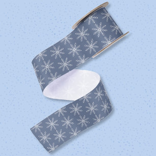 En Satin Motif flocon de neige Ruban bleu foncé