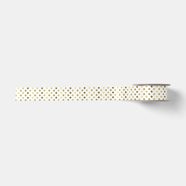 En Satin Or et ruban blanc de point de polka (Devant)