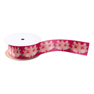 En Satin OUI ! ! Cochons de carbone mignons ruban 1,5 po