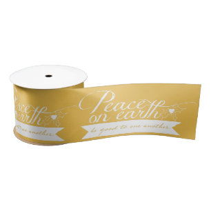 En Satin Paix sur Terre Personnaliser Couleurs Ruban de Noë
