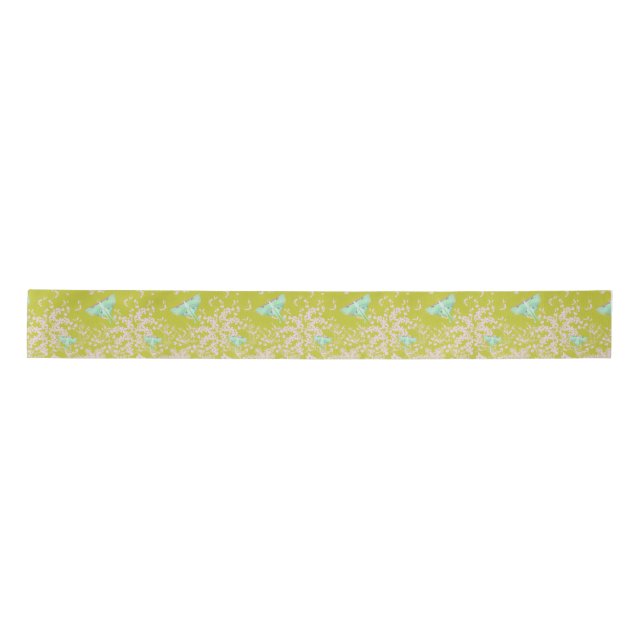 En Satin Papillon lune sur ruban vert lime (Devant)
